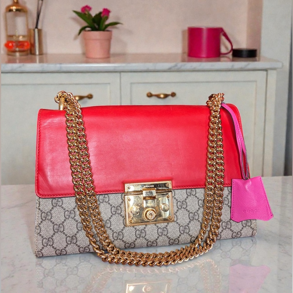 Gucci GG Supreme Padlock Medium Crossbody Shoulder Bag 🩷❤️
